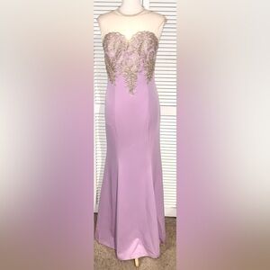 Babyonline Women's Lace Applique Long Formal Mermaid Evening Prom Dress Size 14